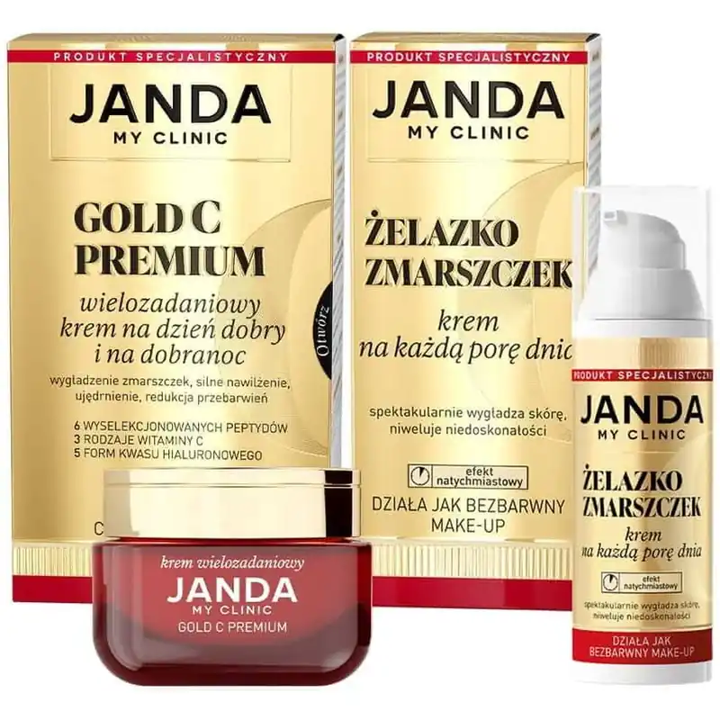 Reducere specială Janda My Clinic set, Gold C Premium, cremă multitasking de zi și de noapte, 50 ml + Wrinkle Iron, cremă pentru toată ziua, 30 ml