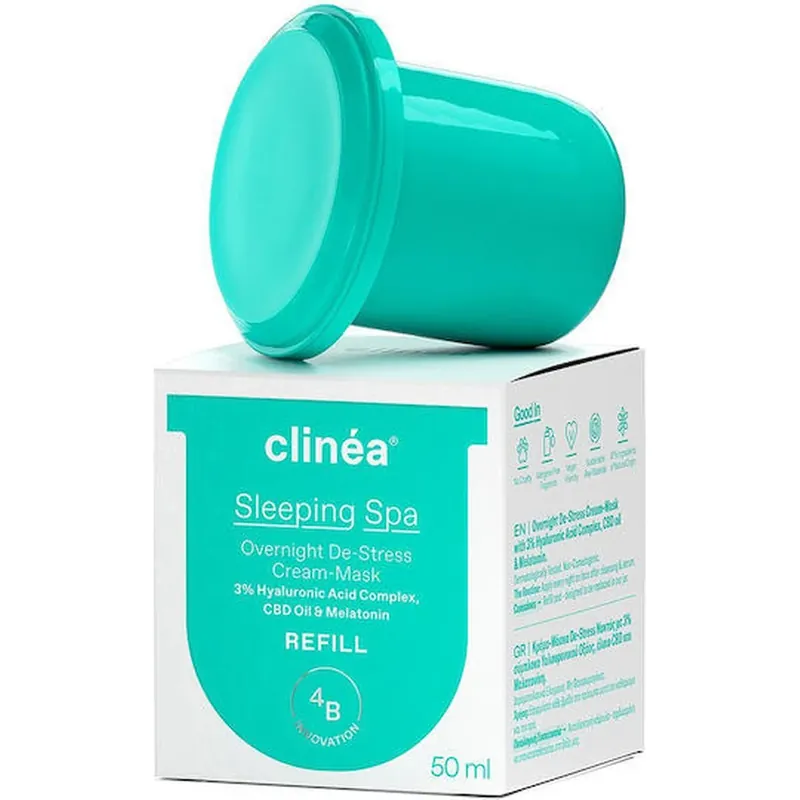 Clinea Sleeping Spa Overnight De-Stress Refill Balsam Hidratant de Față de Noapte cu Acid Hialuronic și Prebiotice 50ml Calitate înaltă