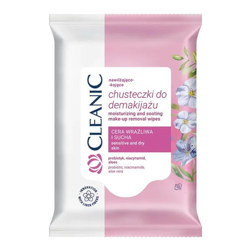 Cleanic, șervețele demachiante hidratante și calmante, piele sensibilă și uscată, 10 buc. Cel mai bun preț