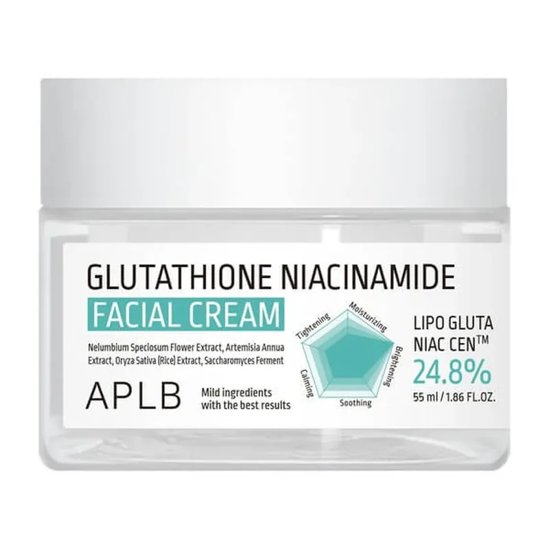 APLB Glutathione Niacinamide Facial Cream, cremă iluminatoare cu glutation și niacinamidă, 55 ml Plată sigură
