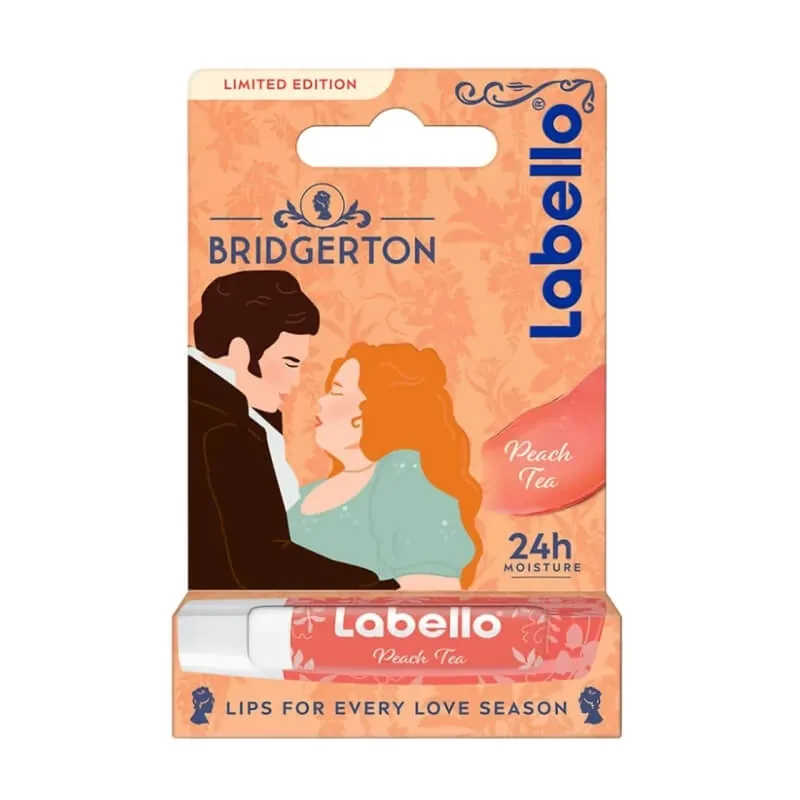 Plată securizată Labello Bridgerton Peach Teashine – balsam de buze hidratant 24 de ore cu uleiuri naturale, 5,5 ml