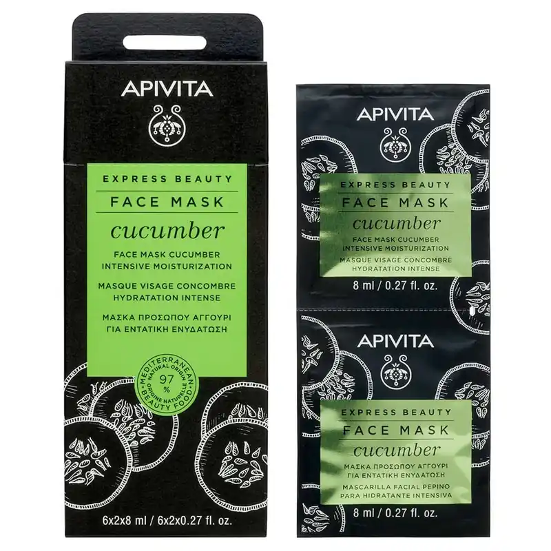 Apivita Express Beauty Mască de față hidratantă intensivă cu castravete 2x8ml Mai ieftin
