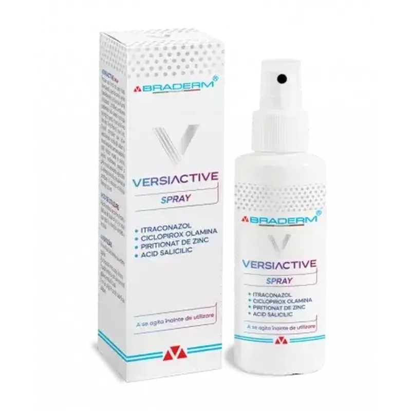 Spray cu emulsie fluida pentru corp si scalp Versiactive, 100 ml, Braderm Premium