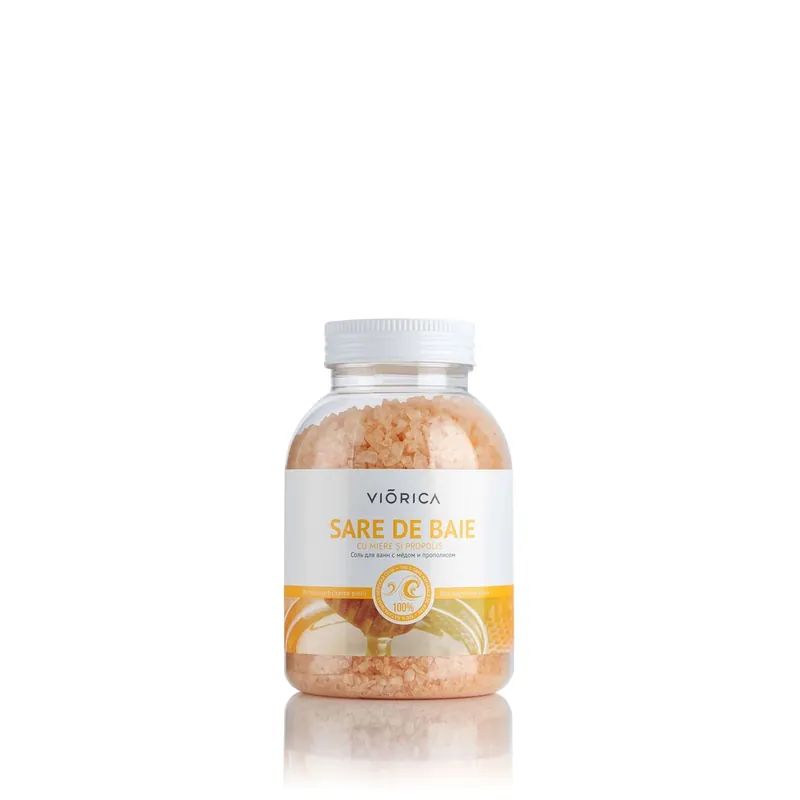 Sare de baie cu miere si propolis pentru elasticitatea pielii, 1000 gr, Viorica Doar azi