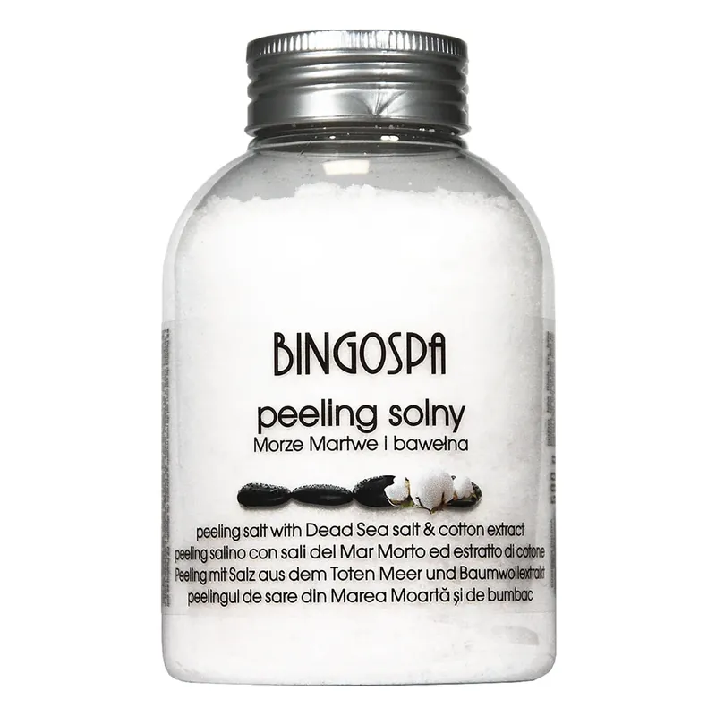Doar azi Bingospa, exfoliant de corp cu sare, sare din Marea Moartă și extract de bumbac, 580 g