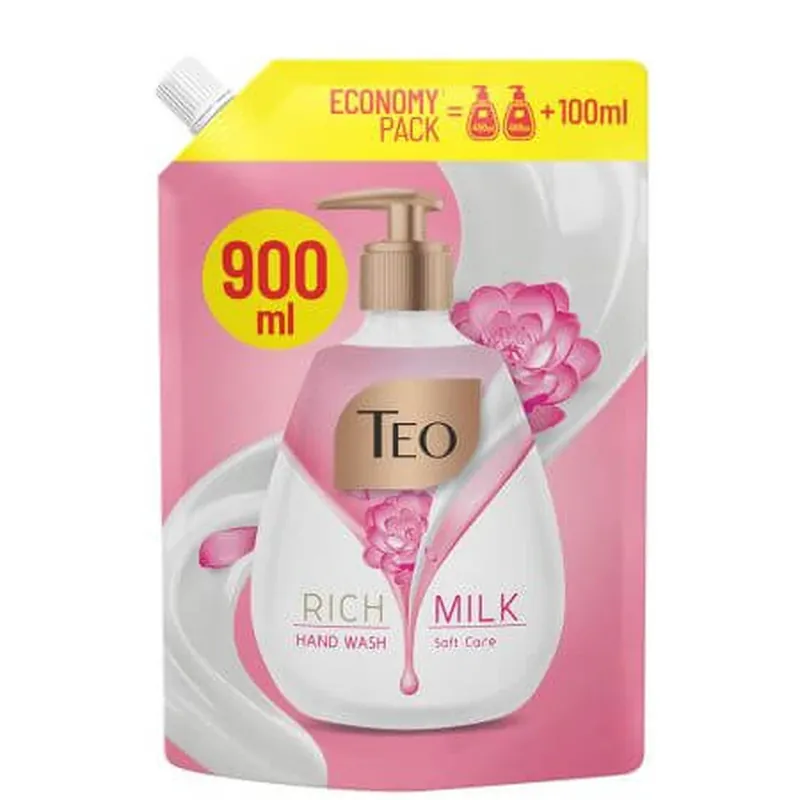 Rezerva Sapun lichid pentru maini Rich Milk, Soft Care, 900 ml, Teo Plată securizată