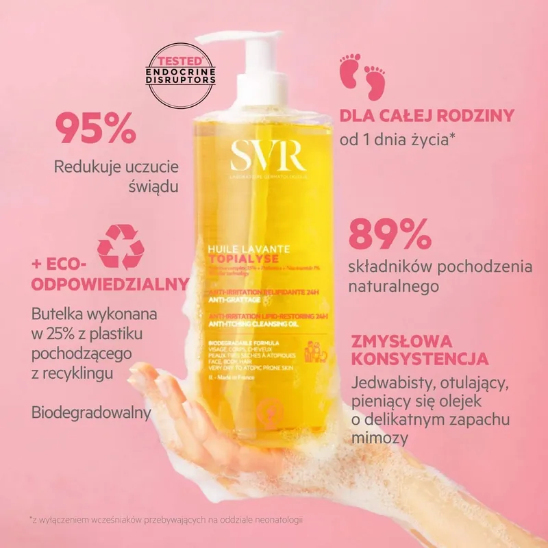 SVR Topialyse Huile, Ulei micelar de curățare pentru întreaga familie, piele sensibilă, uscată și atopică, biodegradabil, 400 ml Retur gratuit