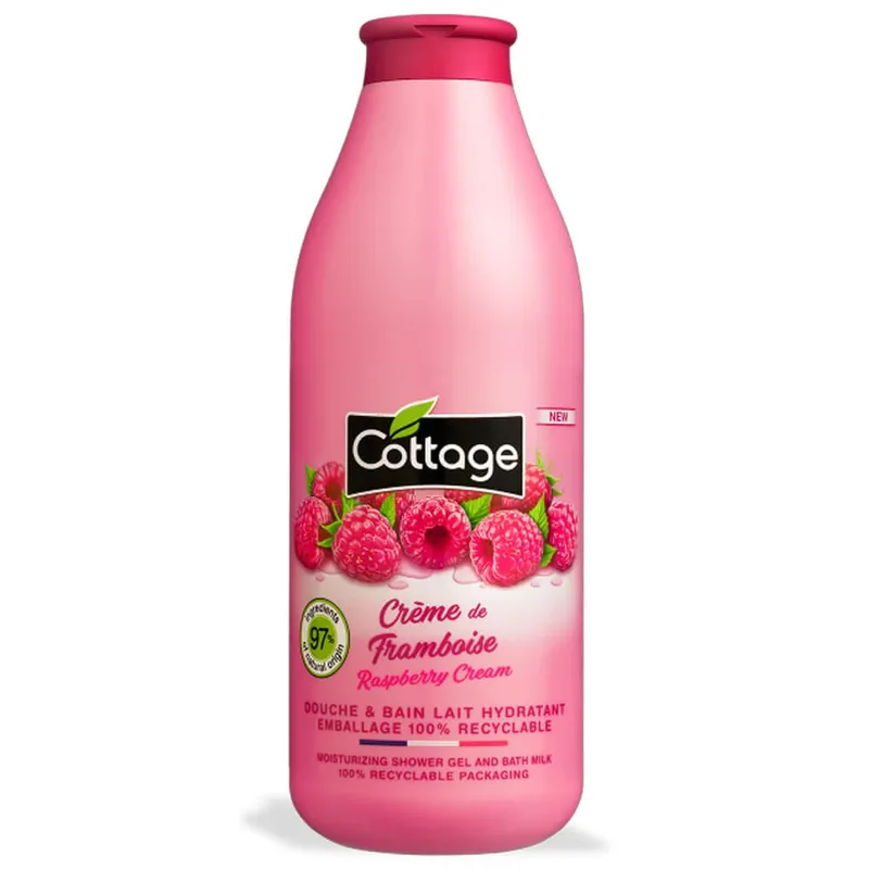 Gel de dus cu lapte si zmeura, 750 ml, Cottage Reducere specială