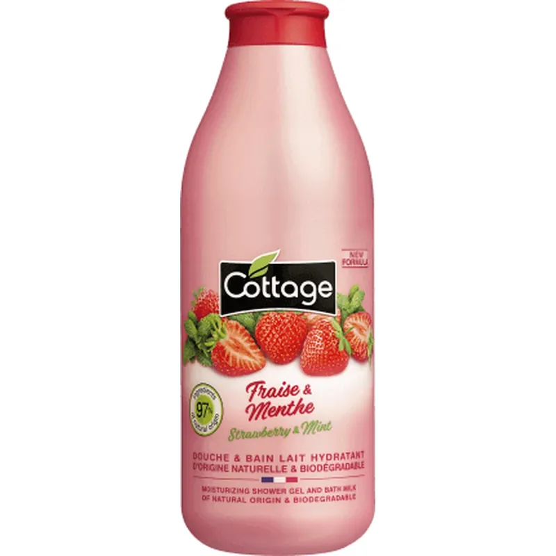Cottage Gel de duș & lapte de baie căpsuni și mentă, 750 ml Cumpărături sigure