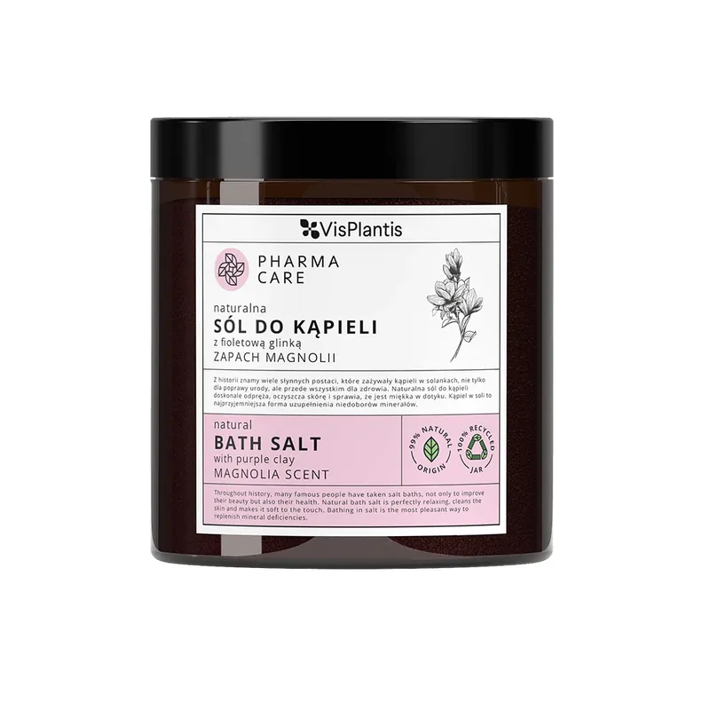 Ofertă de sezon Vis Plantis Pharma Care, sare de baie naturală cu argilă violetă, magnolie, 800 g