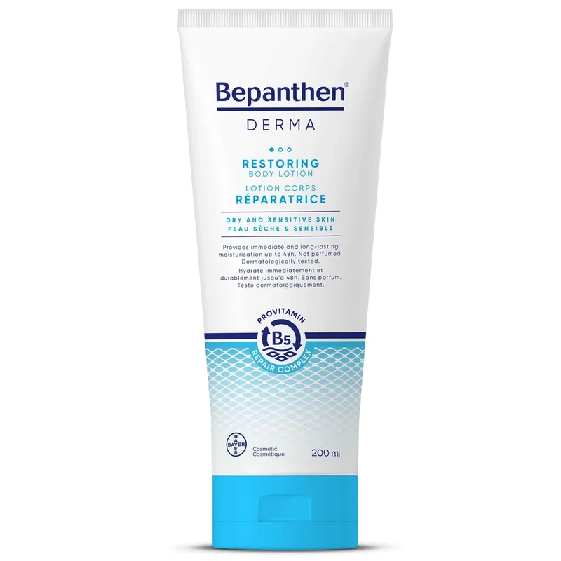 Retur ușor Bepanthen Derma Restoring, loțiune de corp hidratantă și revitalizantă, 200 ml