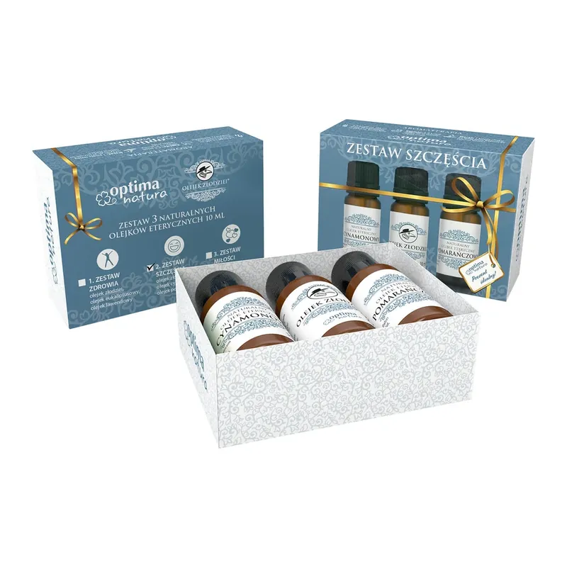 Mai ieftin Optima Natura Happiness Kit, uleiuri esențiale naturale, hoituri, scorțișoară, portocală, 3 x 10 ml