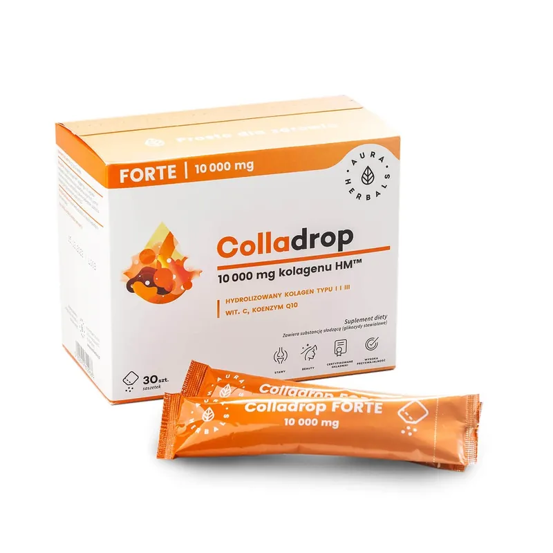 Plată sigură Aura Herbals Colladrop Forte Colagen 10000 mg, 30 pliculețe
