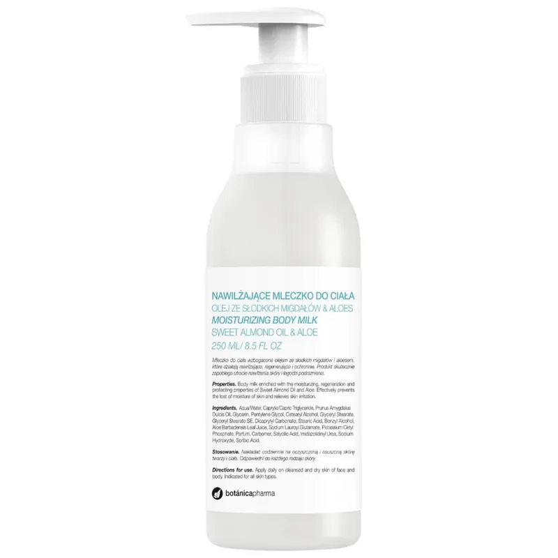 Botanicapharma, lapte de corp hidratant, ulei de migdale dulci și aloe vera, 250 ml Disponibil imediat