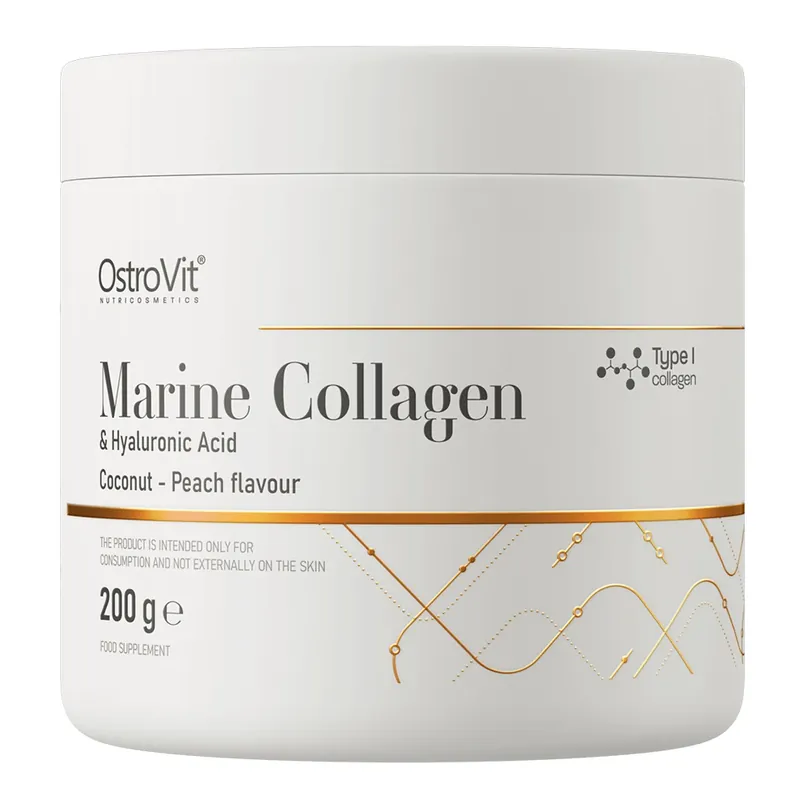 Colagen marin OstroVit + acid hialuronic, aromă de nucă de cocos și piersică, 200 g Ofertă specială