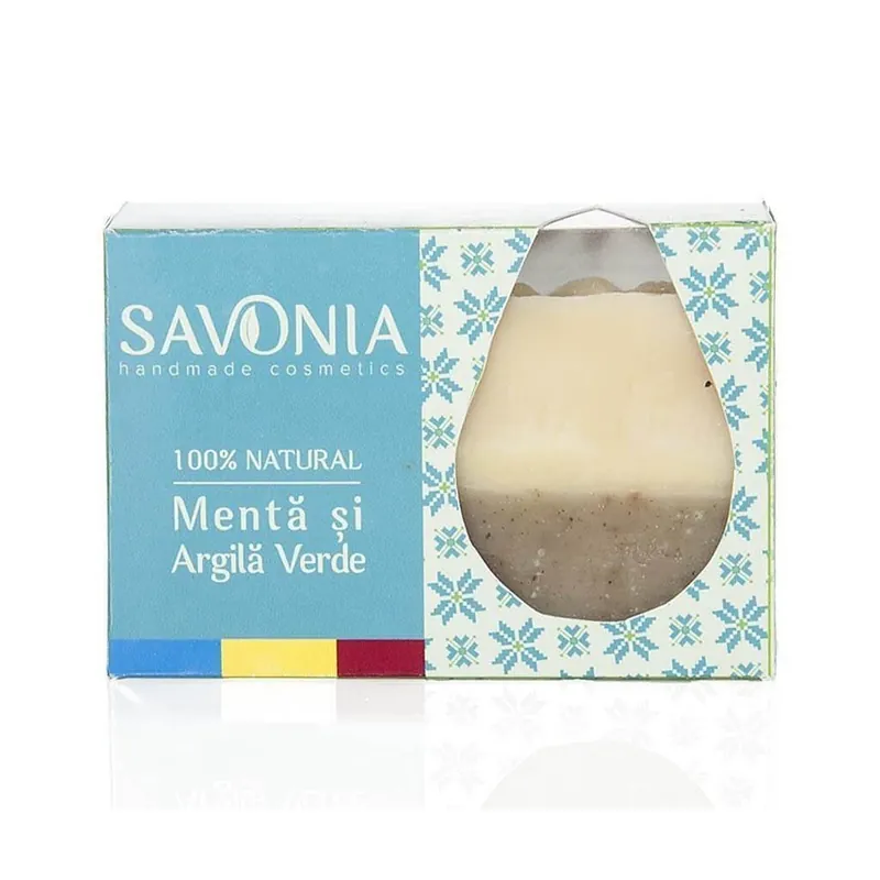 Preț mic Sapun cu menta si argila verde, 90 g, Savonia