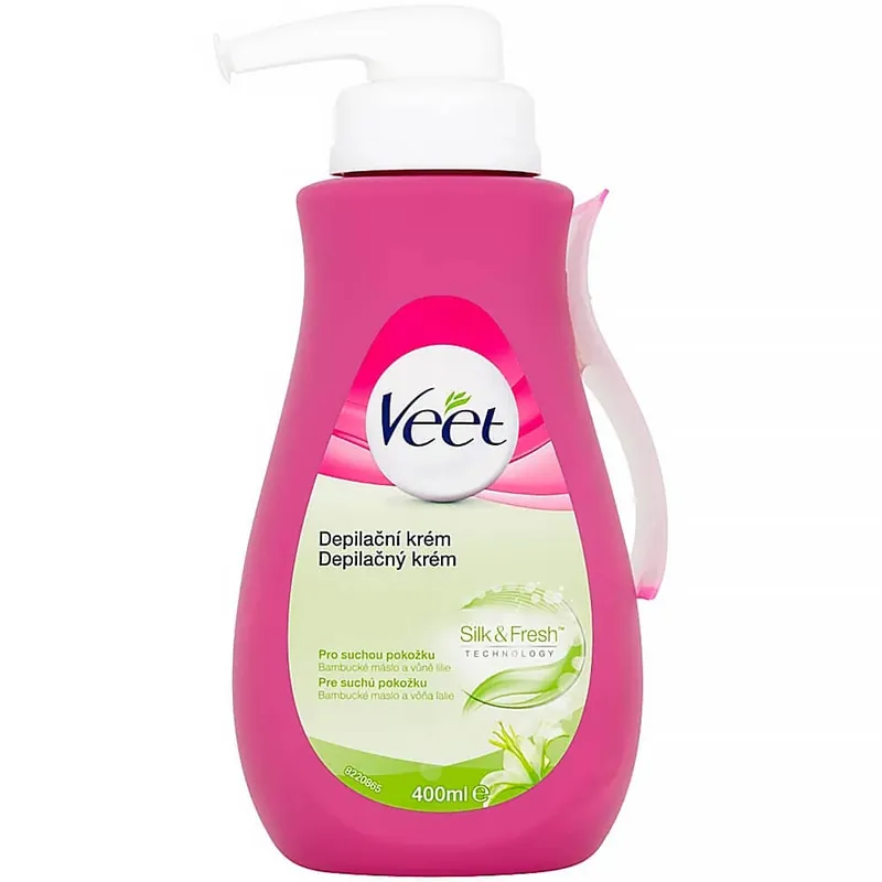 Cremă depilatoare hidratantă Veet pentru piele uscată cu pompă, 400 ml Preț redus