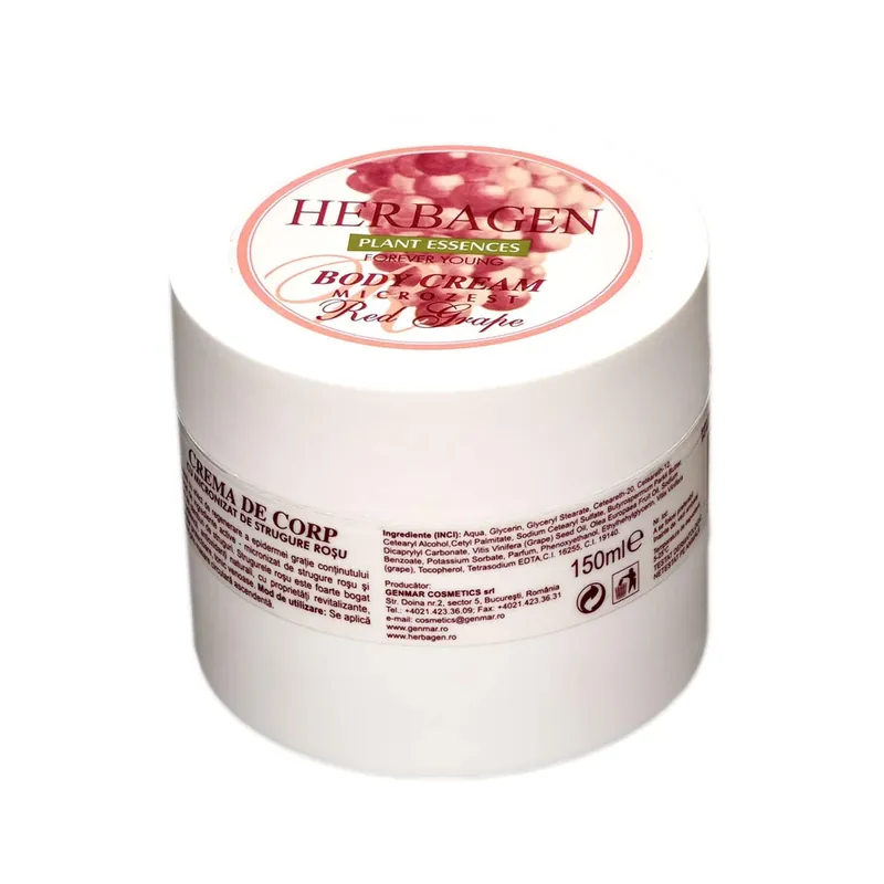 Crema de corp cu micronizat de strugure rosu, 150 ml, Herbagen Cumpără online