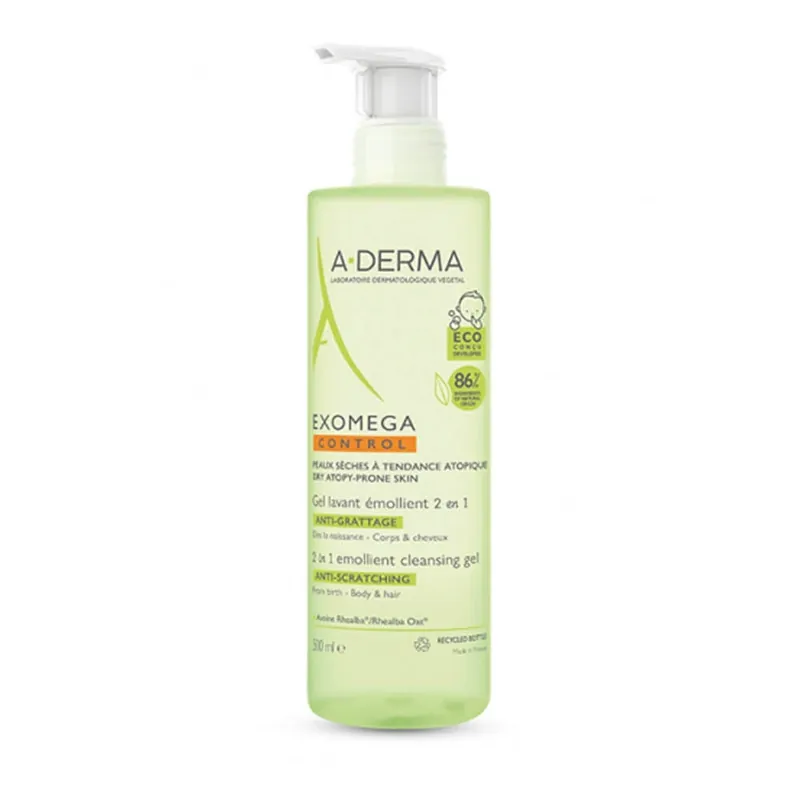 A-Derma Exomega Control Gel de curățare emolient pentru corp și păr 500ml Nu rata