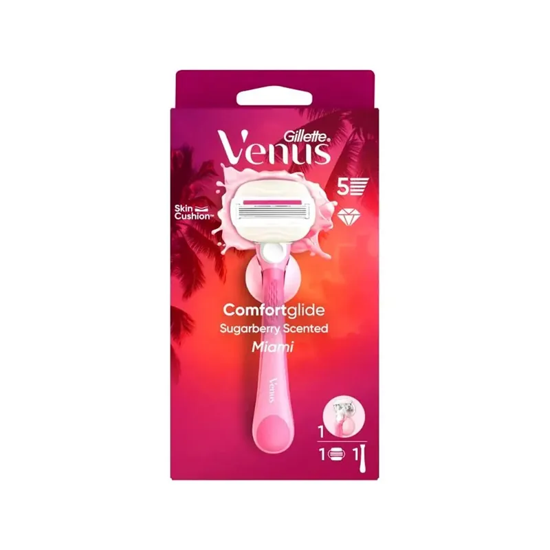 Ofertă specială GILLETTE Venus Comfort Glide Aparat de bărbierit pentru femei 1 bucată & 1 rezervă & 1 bază de duș