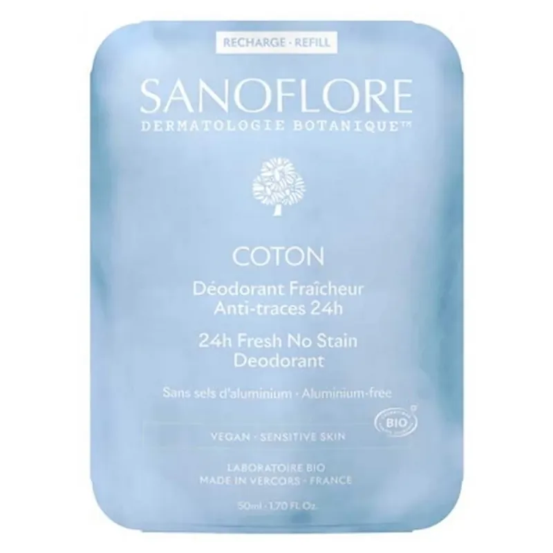 Ofertă limitată Sanoflore Deodorant Prospețime 24 de ore cu bumbac, rezerve bio, 50 ml