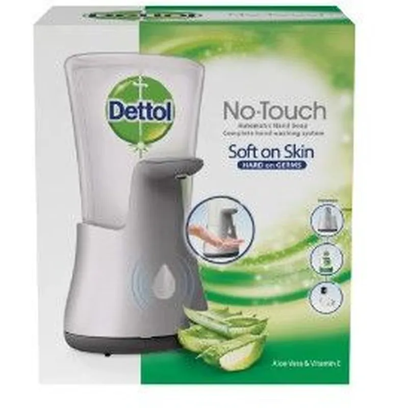 Dettol Dozator de săpun fără atingere + rezervă de Aloe Vera și vitamina E 250 ml Ofertă specială