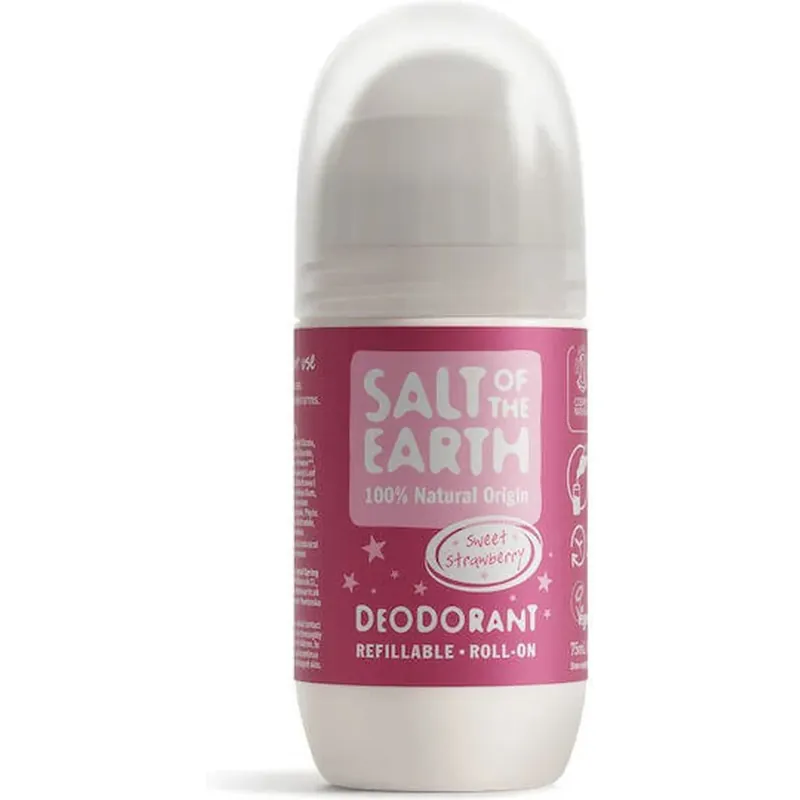 Lichidare de stoc Salt of the Earth Sweet Strawberry Reîncărcabilă Deodorant Natural sub formă de Roll-On Fără aluminiu 75ml