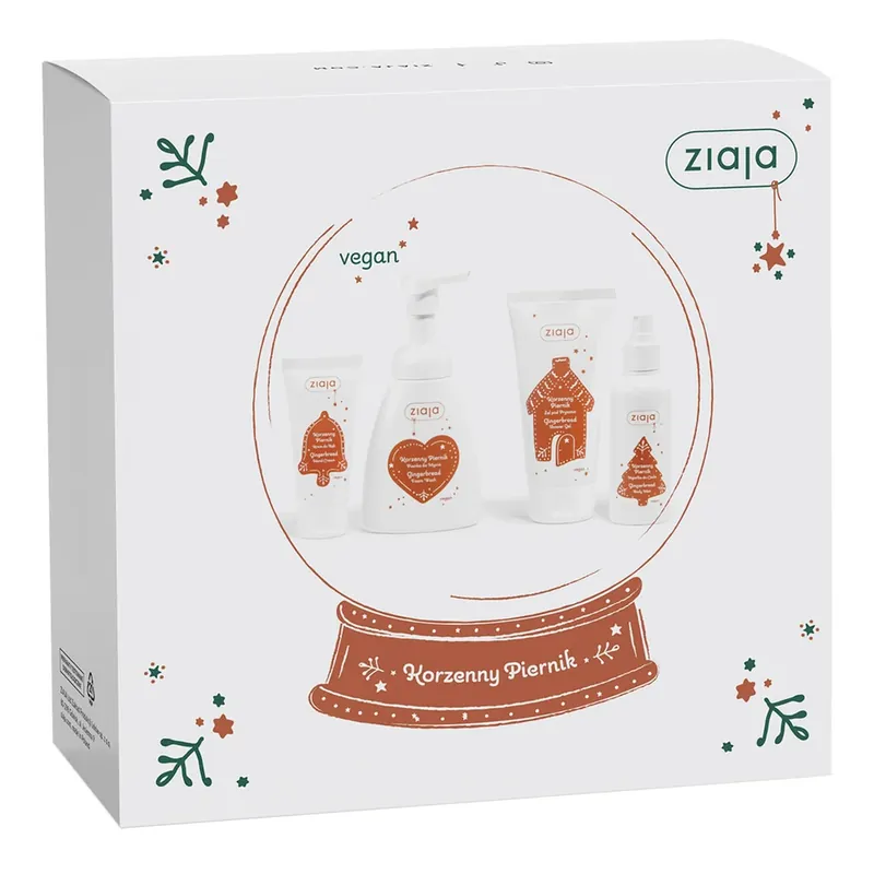 Premium Ziaja Korzenny Piernik kit, spumă de spălat, 250 ml + ceață de corp, 100 ml + gel de duș, 160 ml + cremă de mâini, 50 ml