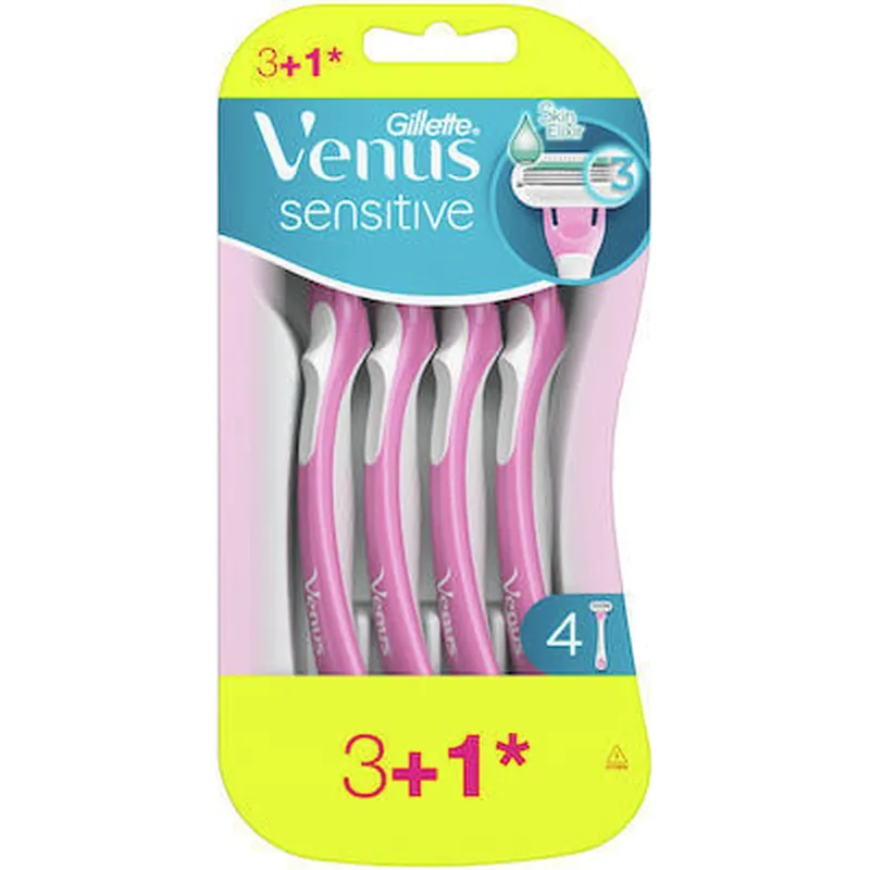 GILLETTE Venus 3 Sensitive Aparate de ras de unică folosință cu 3 lame și bandă lubrifiantă pentru piele sensibilă 4 bucăți Livrare rapidă