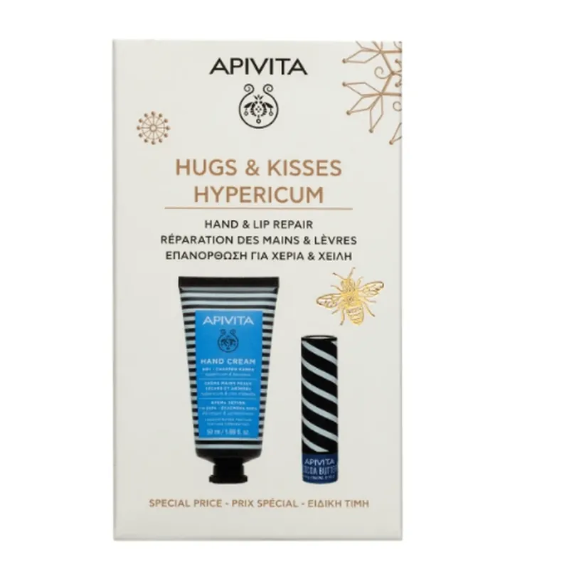 Mai ieftin Apivita Promo Hugs & Kisses Cream Balm & Beeswax 50ml & Balsam de buze cu unt de cacao 1 set