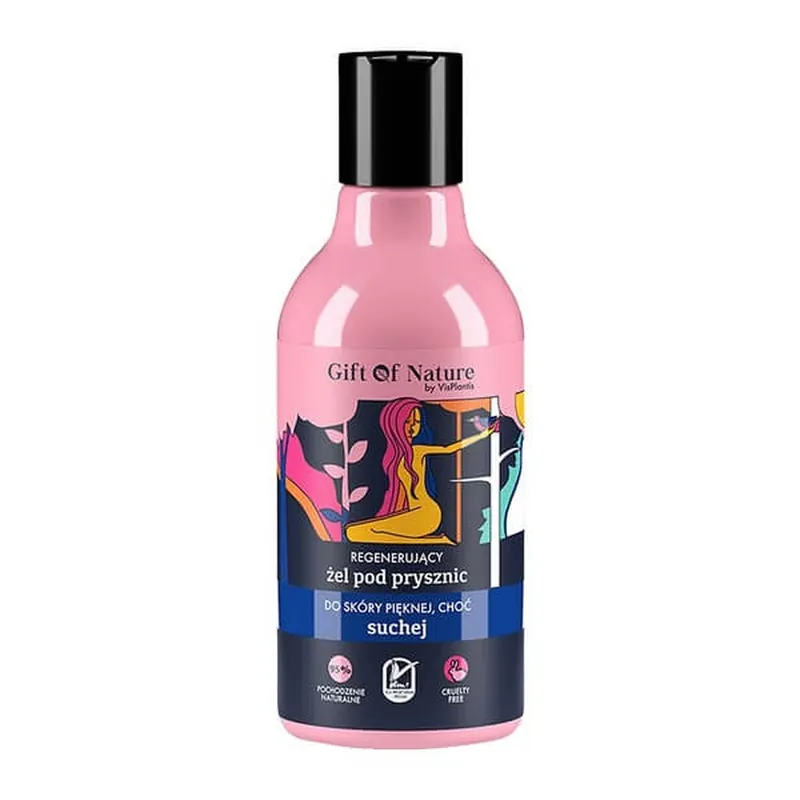 Reducere specială Gift of Nature by VisPlantis, gel de duș regenerant pentru pielea uscată, 300 ml