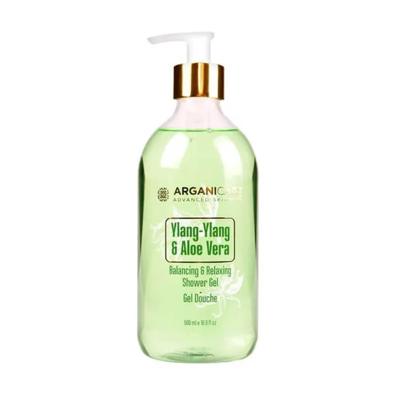Expediere rapidă Arganicare duș, gel de duș cu aloe vera și ylang-ylang, 500 ml
