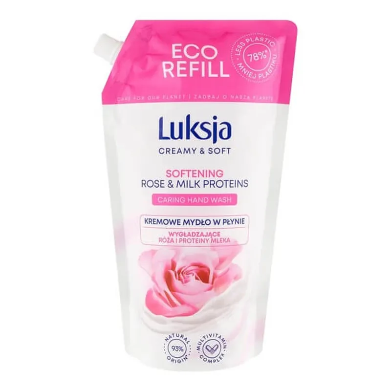 Ofertă limitată Luxja Creamy & Săpun lichid moale, netezitor, proteine de trandafir și lapte, refill, 900 ml