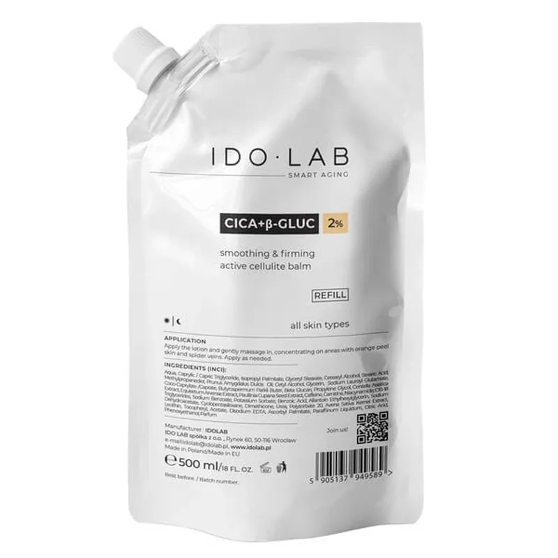 IDO LAB CICA+B-Gluc, Reîncărcare, loțiune anticelulitică netezitoare, 500 ml Reducere