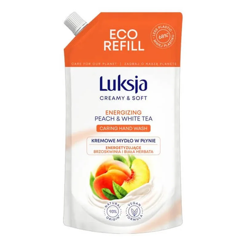 Luxja Creamy & Săpun lichid moale, energizant, Piersică și ceai alb, refill, 400 ml Reducere specială