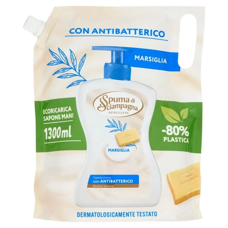 Spumă de șampanie Săpun de mâini cremos de Marsilia cu proprietăți antibacteriene – rezerve de 1300 ml Popular