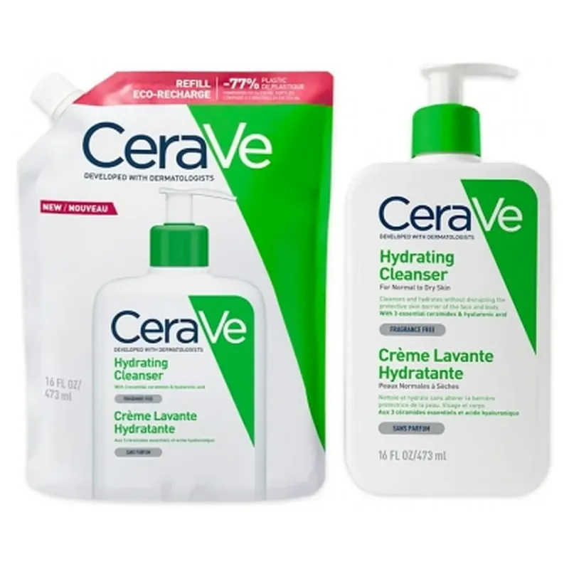 Reducere CeraVe Cremă de curățare hidratantă 473 ml + Reîncărcare ecologică 473 ml