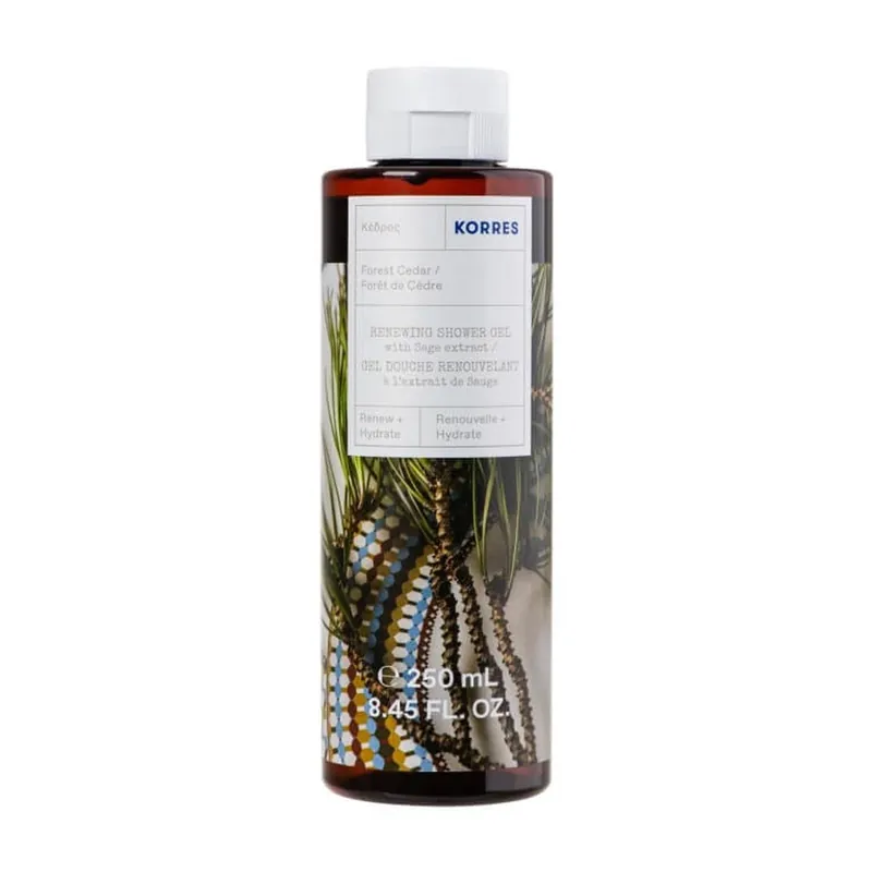 Nu rata KORRES GEL DE DUȘ REGENERANT CU AROMĂ DE PĂDURE DE CEDRU 250 ML