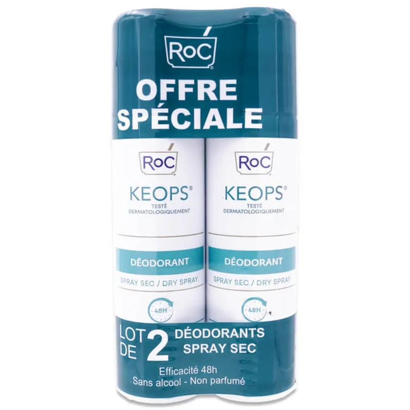 ROC KEOPS DUO Deodorant spray uscat, pachet de 2 x 150 ml Premium
