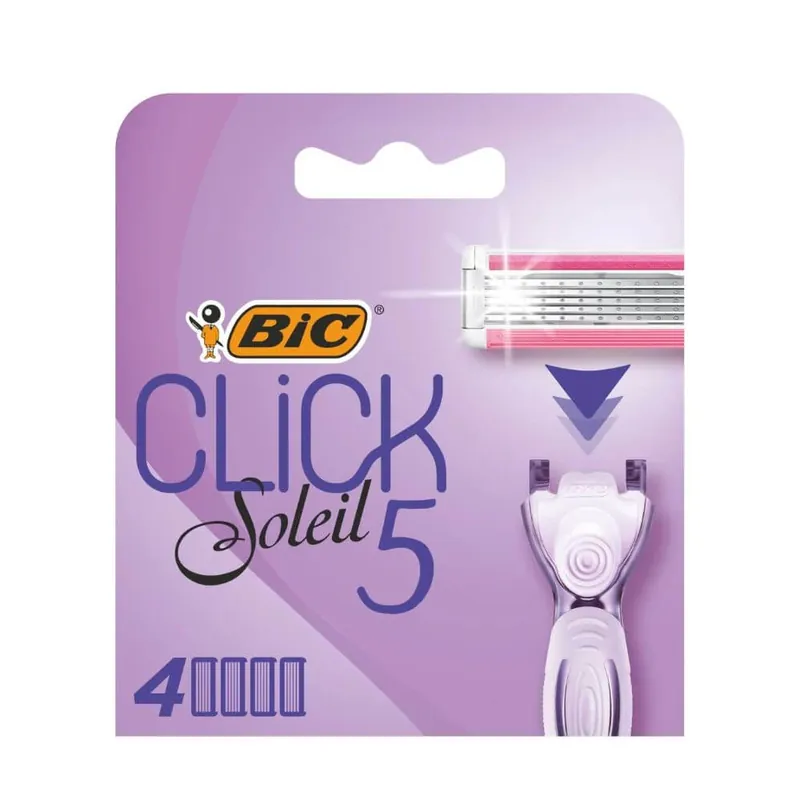 Rezerve aparat de ras pentru femei, cu 5 lame Click Soleil, 4 buc, BIC Chilipir