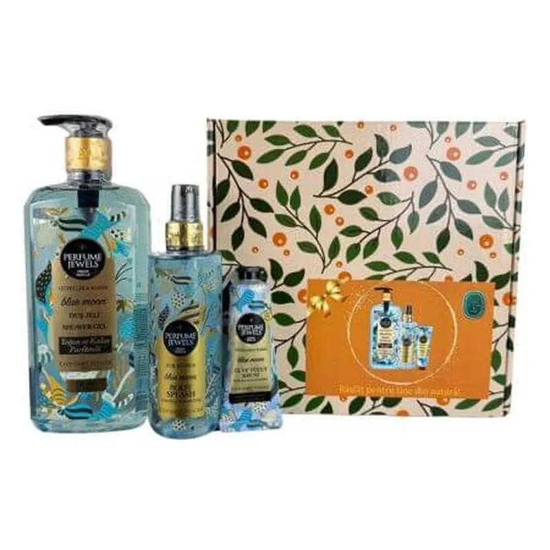 Bestseller Set Crema de maini și de corp + Spray de corp + Gel de dus, Perfume Jewels Blue Moon, Eyup Sabri Tuncer