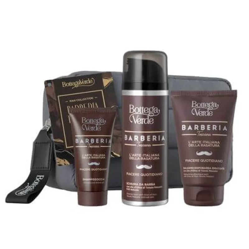 Calitate înaltă Set Sampon si gel de dus 2 in 1 hidratant 50 ml + Spuma de ras 200 ml + Balsam dupa ras 75 ml Barberia Toscana, Bottega Verde