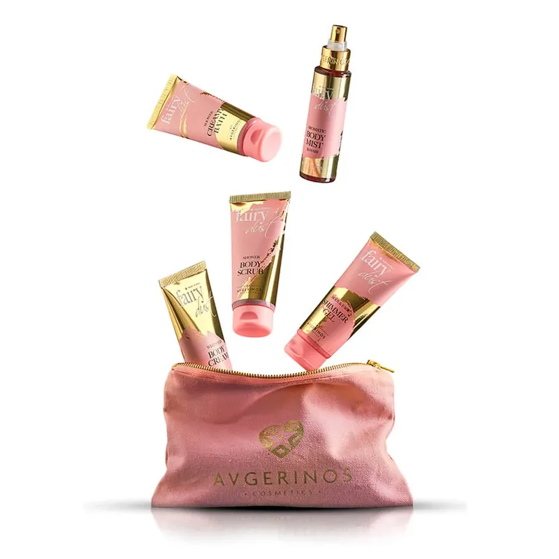Cel mai bun preț Avgerinos Cosmetics Promo Fairy Dust Gift Bag Set de curățare pentru corp cu exfoliant pentru corp, gel de duș pentru corp și gel de duș. Cremă de corp 1 set