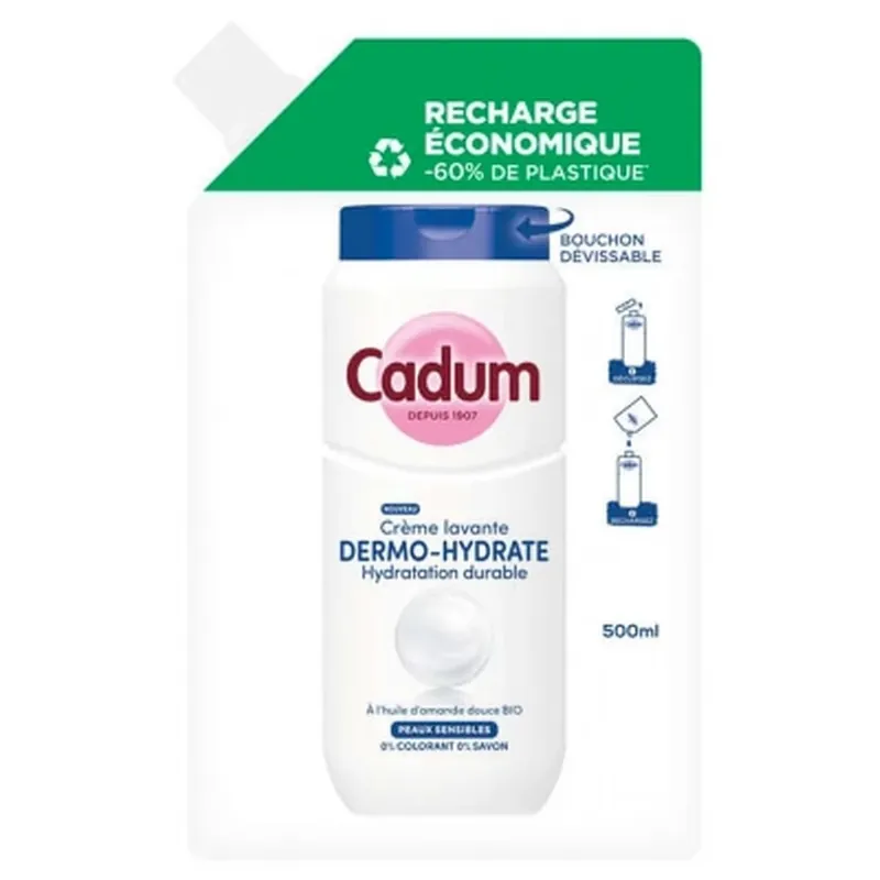 Livrare rapidă Cadum Cremă de curățare dermo-hidratantă, reîncărcare ecologică, 500 ml