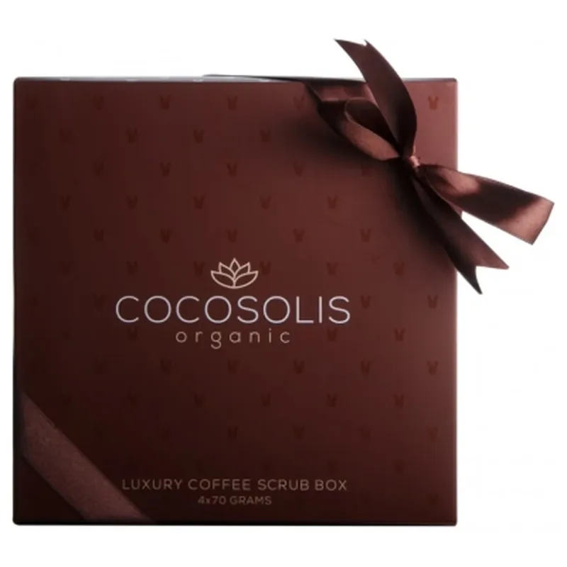 Cocosolis Luxury Coffee Scrub Box – Set de 4 exfoliante naturale Ofertă