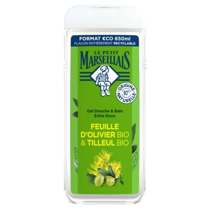 Le Petit Marseillais Gel de duș și baie extra delicat cu frunze de măslin și tei organic 650 ml Noutate