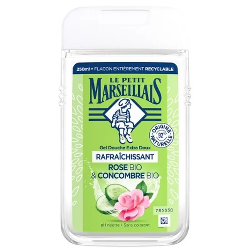 Cumpărături sigure Le Petit Marseillais Gel de duș extra delicat și răcoritor cu trandafir organic și castravete organic, 250 ml