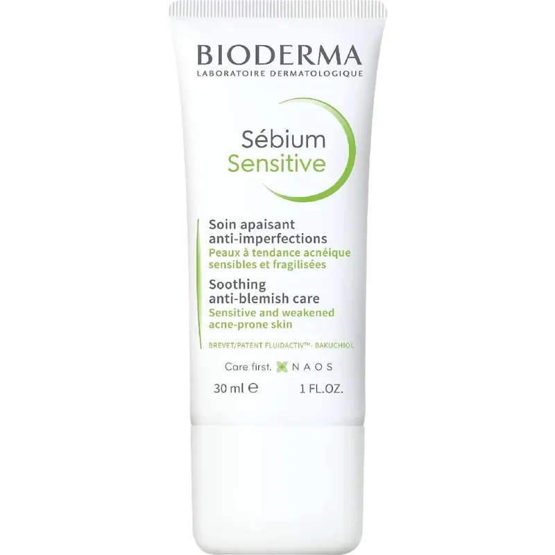 Bioderma Sébium Sensitive cremă calmantă și hidratantă pentru pielea cu tendință acneică 30 ml Reducere specială