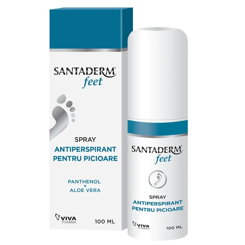 Livrare expres Spray antiperspirant pentru picioare Santaderm 4feet, 100 ml, Viva Pharma