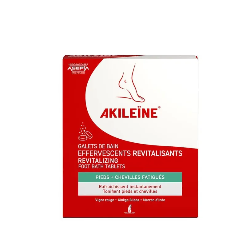 Preferatul clienților Asepta Akileine Pietricele de baie efervescente revitalizante pentru picioare și glezne obosite x6 de 20g